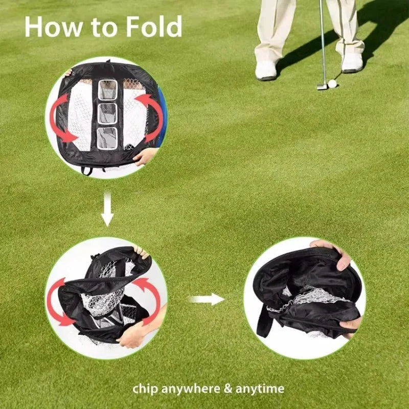 Foldable Golf Chipping Net for Backyard Indoor Portable Target Practice Golf Accuracy Swing Training Aid Pop Up Golf Hitting Net