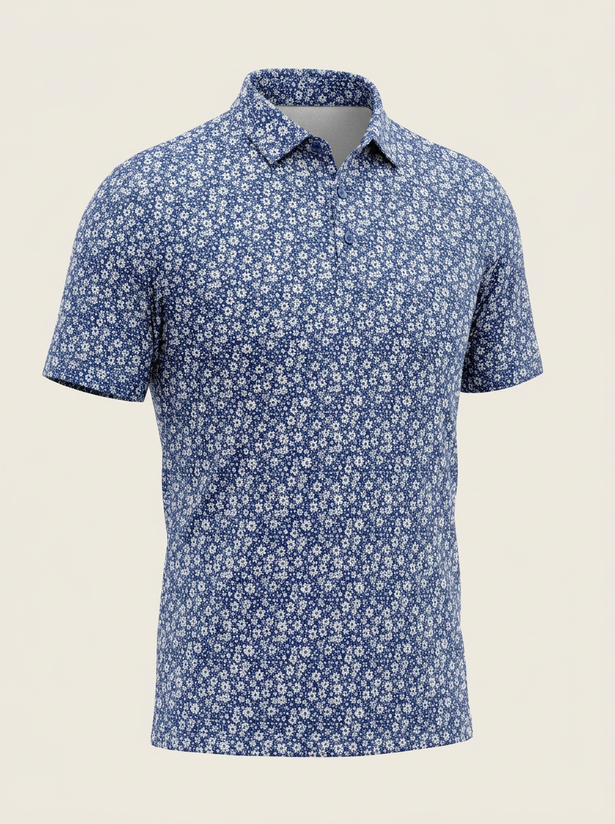 Navy Floral Performance Polo